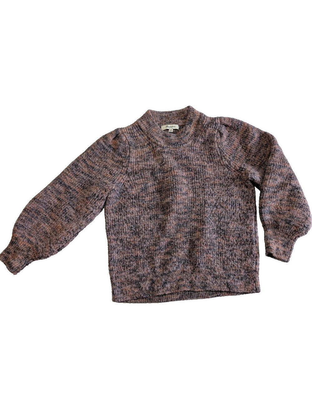 Madewell Eaton Space-Dyed Puff-Sleeve Pullover Sweater Marled Purple Pink, XXS